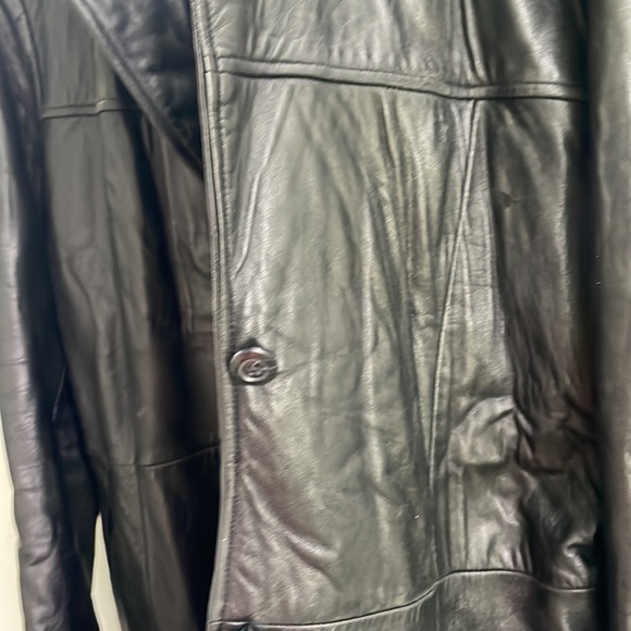 Vintage Harve  Benard Mid-length Black Leather Jacket Size XL - Picture 5 of 8